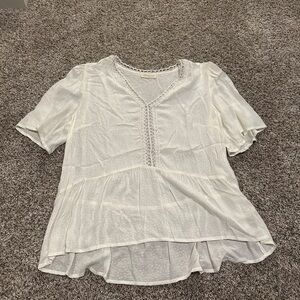 Love Stitch Cream Blouse with Lace Detail